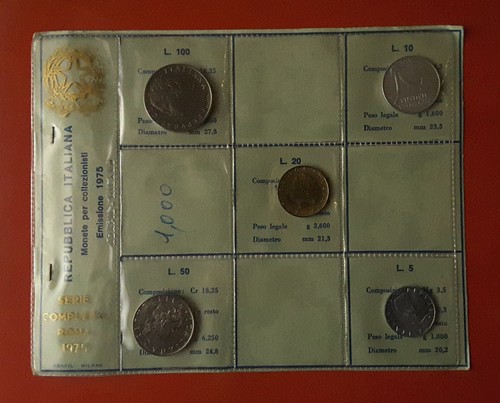 Serie valori 1975 - 5, lire